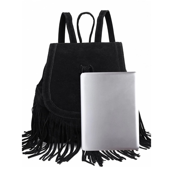 Vegan Suede Western Fringe Backpack - Picture 11 of 12